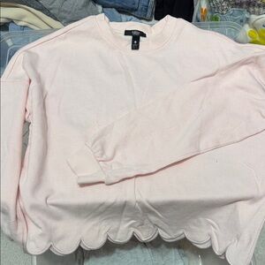 Aqua Pink Scalloped Hem Top